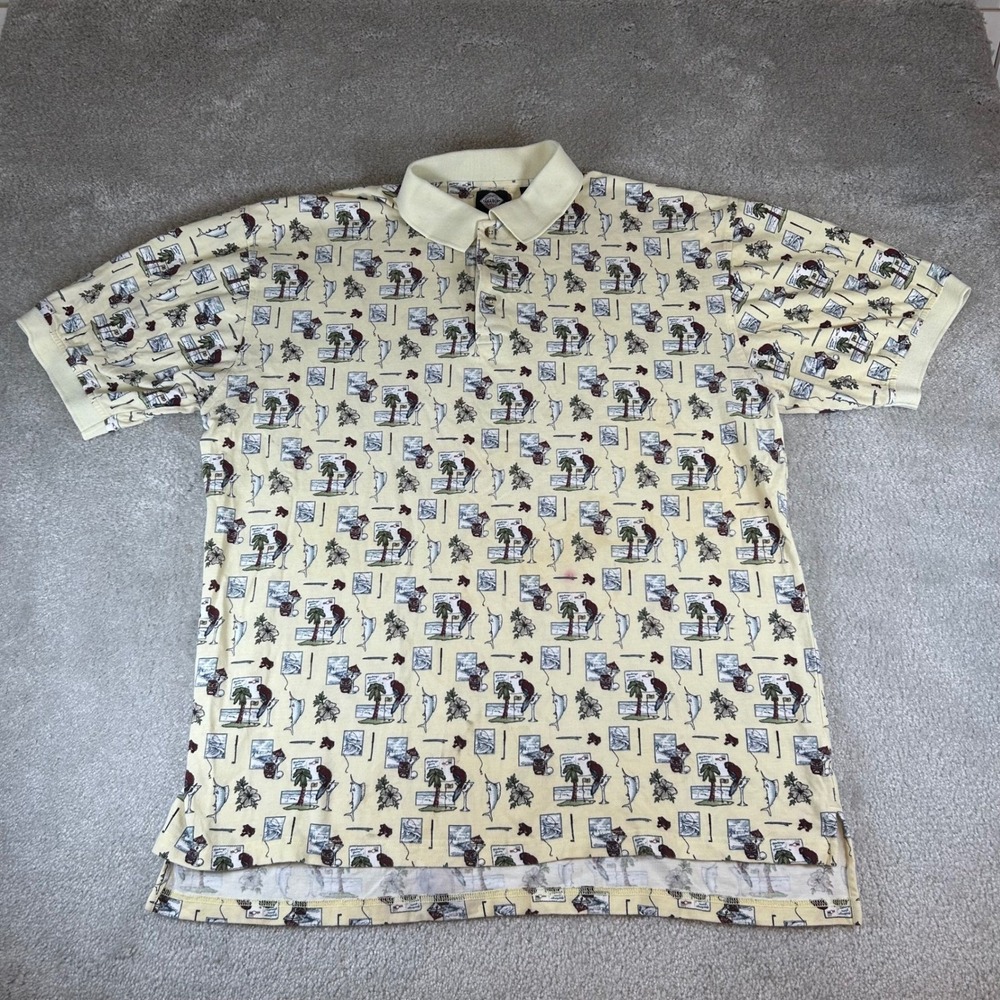 VTG Tabasco Sportswear Polo Shirt Men's XXL Tropical Parrot Marlin Novelty Print